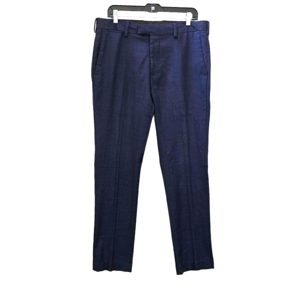 Louis Raphael Luxe Men's Slim Fit Wool Blend Navy Blue Dress Pant Slacks 34 x 32